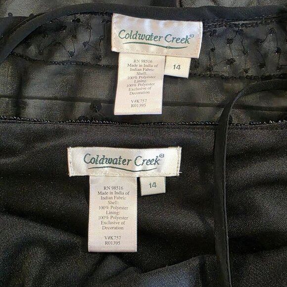 Coldwater Creek Black Beaded Sheer Chiffon Cardigan Cami Set 14 Party Evening - Picture 5 of 8